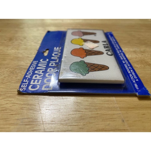Vintage Retro Dead Stock CARLA With Ice Cream Cone Ceramic Name Wall Sign Plaque - Picture 7 of 12